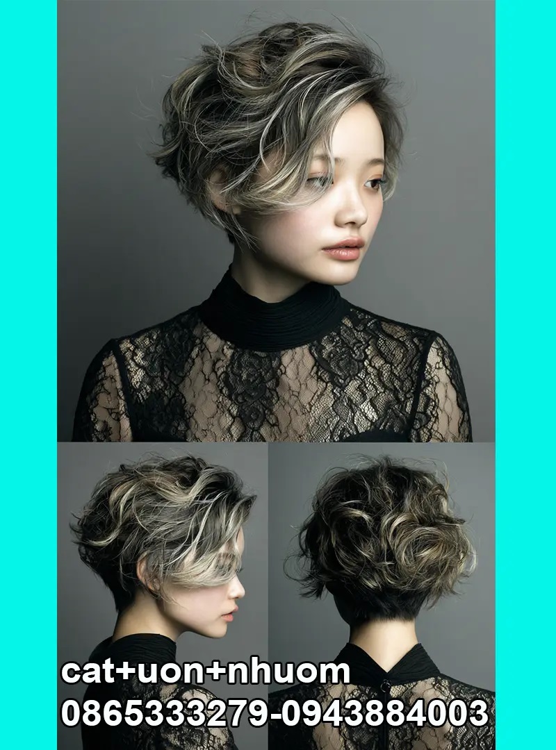 Kiểu tóc ngắn đẹp có highlights ấn tượng và sang chảnh.